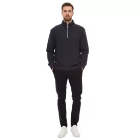   Kövek férfi Pulóver túlméretezett fél-cipzár modern pamut fél-cipzár Pulóver 400gsm  tartó-up nyaklánc  logo embroidery sötét szürke Méret: XS