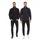 Kövek férfi túlméretezett fél-cipzár Pulóver, modern pamut fél-cipzár Pulóver 400gsm  tartó-up nyaklánc és logo embroidery, sötét szürke vagy fekete Méret: S