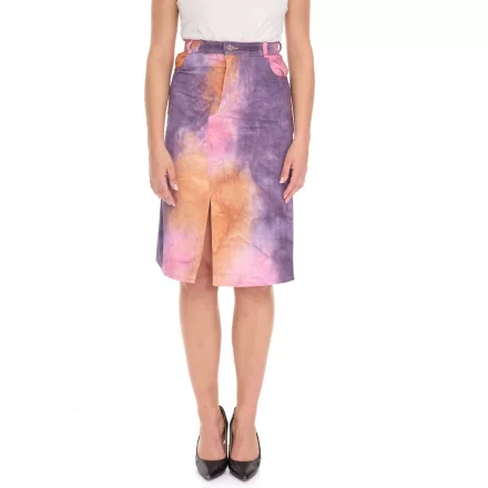 ROCKUPY női Szoknya  Tie-Dye minta, Colorful farmer Szoknya, Straight Summer Szoknya, Midi Szoknya  Slit RPW20_040901 917 lila/narancssárga/rózsaszín Méret: XS