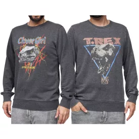   RE:fedett X Jurassic Park férfi kerek nyakú Pulóver  T-Rex 1993 vagy Raptors on Tour 1993 Vintage Print hosszú újj pulóver MMUNV1960 sötét szürke Méret: M