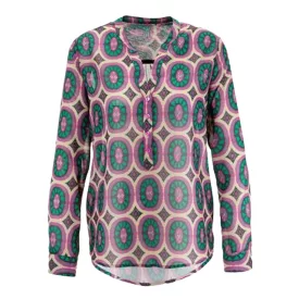   Aniston SELECTED női blúz, Summer blúz, trendi hosszú-Sleeved Ing, 91819328 zöld/lila/bézs Méret: 38