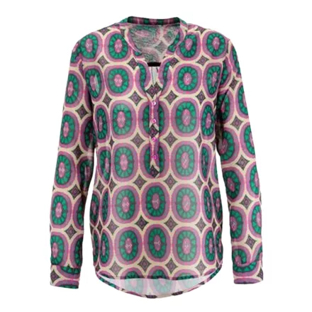 Aniston SELECTED női blúz, Summer blúz, trendi hosszú-Sleeved Ing, 91819328 zöld/lila/bézs Méret: 38