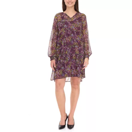 Aniston CASUAL Női ruha teljes virágmintával, hosszú ujjú ruha 24704960 Lila/Sárga/Zöld Méret:44