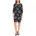 Aniston CASUAL Női kötött ruha virágmintával, nyári ruha 3/4 ujjú, 62941323 Fekete Méret:38