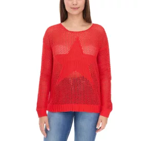   Aniston CASUAL Női kötött pulóver áttört mintával, divatos hétköznapi pulóver 54941968 Piros Méret:34