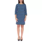 Aniston CASUAL Női nyári ruha teljes mintával, Mini ruha, Kerek nyakú, 52386460 Kék/Fekete Méret:38