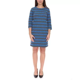   Aniston CASUAL Női nyári ruha teljes mintával, Mini ruha, Kerek nyakú, 52386460 Kék/Fekete Méret:38