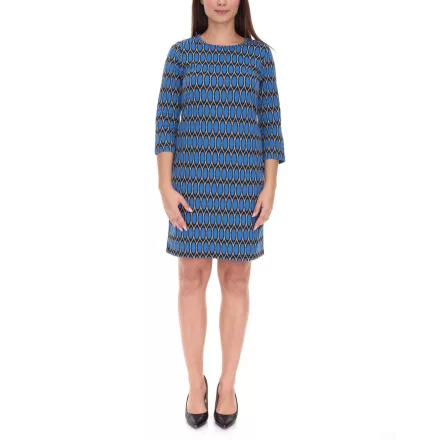 Aniston CASUAL Női nyári ruha teljes mintával, Mini ruha, Kerek nyakú, 52386460 Kék/Fekete Méret:38