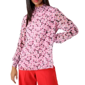   Aniston SELECTED női Summer blúz  All-Over virágos Print, hosszú-újj Ing  Sheer ujj 45177117 rózsaszín/fekete Méret: 46