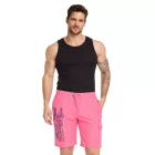 GEOGRAPHICAL NORWAY Quara/Quoyal férfi Swim nadrág  Logo Print, Swim Sort Rövidnadrág  zseb, Swim Sort Rövidnadrág, Navy/rózsaszín Méret: S