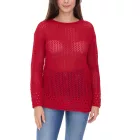 Aniston alkalmi női Chunky kötött Pulóver  pamut tartalom, hosszú-Sleeved Ing 83680609 piros Méret: 38