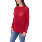 Aniston alkalmi női Chunky kötött Pulóver  pamut tartalom, hosszú-Sleeved Ing 83680609 piros Méret: 40
