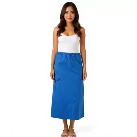   Aniston alkalmi női Cargo Szoknya, Summer Szoknya, Midi-hossz pamut Szoknya  Elastic Waistband, 77100947 kék Méret: 36