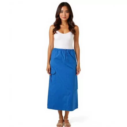 Aniston alkalmi női Cargo Szoknya, Summer Szoknya, Midi-hossz pamut Szoknya  Elastic Waistband, 77100947 kék Méret: 36