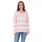 Aniston alkalmi női kötött Pulóver  pamut tartalom, Everyday Pulóver, hosszú-Sleeved Ing, 74491342 rózsaszín/fehér Méret: 32