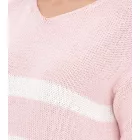 Aniston alkalmi női kötött Pulóver  pamut tartalom, Everyday Pulóver, hosszú-Sleeved Ing, 74491342 rózsaszín/fehér Méret: 32