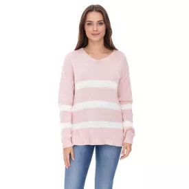   Aniston alkalmi női kötött Pulóver  pamut tartalom, Everyday Pulóver, hosszú-Sleeved Ing, 74491342 rózsaszín/fehér Méret: 36