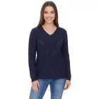 Aniston alkalmi V-nyak kötött Pulóver, Everyday Pulóver  pamut tartalom, hosszú-Sleeved Ing, 38049702, sötét kék Méret: 34