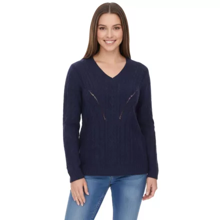 Aniston alkalmi V-nyak kötött Pulóver, Everyday Pulóver  pamut tartalom, hosszú-Sleeved Ing, 38049702, sötét kék Méret: 36
