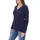 Aniston alkalmi V-nyak kötött Pulóver, Everyday Pulóver  pamut tartalom, hosszú-Sleeved Ing, 38049702, sötét kék Méret: 36