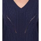 Aniston alkalmi V-nyak kötött Pulóver, Everyday Pulóver  pamut tartalom, hosszú-Sleeved Ing, 38049702, sötét kék Méret: 36