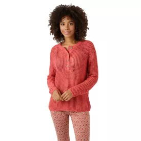   Aniston alkalmi női Chunky kötött Pulóver  gomb Placket, hosszú-Sleeved Ing 81819457 piros Méret: 34