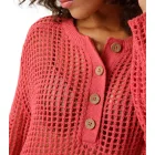 Aniston alkalmi női Chunky kötött Pulóver  gomb Placket, hosszú-Sleeved Ing 81819457 piros Méret: 34