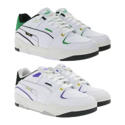 PUMA SLIPSTREAM ódi bőr Cipő  a Retro Vibe alkalmi edzőcipő edző cipő  Colorful jelölők fűző-Up Cipő 393266 fehér/lila vagy fehér/zöld Méret: 41