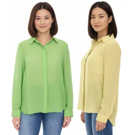   Aniston SELECTED női Summer blúz, hosszú-Sleeved Ing  Kent nyaklánc, Summer alap blúz, sárga vagy zöld Méret: 44