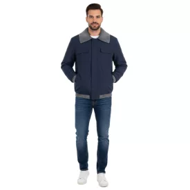   férfi Transition dzseki kabát Kabát  Ribbed részletek, Simple Everyday dzseki kabát Kabát 904745 kék/szürke Méret: 52