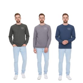   SKY REBEL férfi kerek nyak pamut Pulóver  an Antique Look H10068C21372A sötét kék, zöld, vagy szürke Méret: S