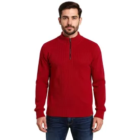   férfi kötött Pulóver, klasszikus kötött Pulóver  Zipper, hosszú újj Pulóver, Plus Sizes 978933 Rust piros Méret: 72_74