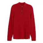 férfi kötött Pulóver, klasszikus kötött Pulóver  Zipper, hosszú újj Pulóver, Plus Sizes 978933 Rust piros Méret: 72_74