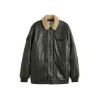 férfi pilot dzseki kabát Kabát made of i ation bőr, stílusos outdoor dzseki kabát Kabát  teddy nyaklánc 934067 olivazöld zöld Méret: 62