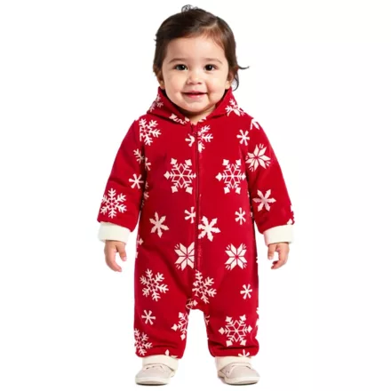 Toddler overáll, garbó Öltöny  kapucni, hópehely Design  Zipper, Baby Öltöny 954927 piros/fehér Méret: 80_86