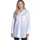 vestino női túlméretezett Boyfriend blúz, átlátszó  texturált csíkok, Summer blúz 900600 fehér Méret: XS