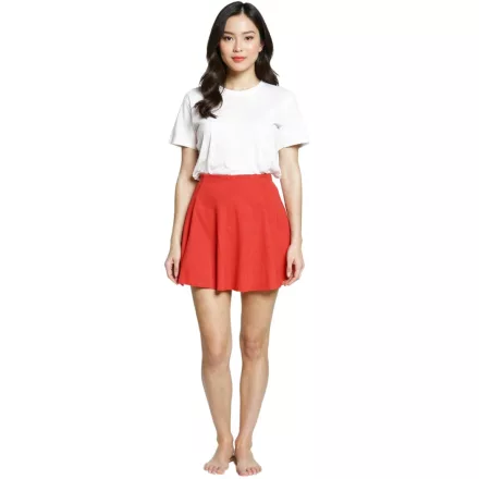 COURSE női Mini Szoknya, Jersey Szoknya  Elastic derék, Flared Summer Szoknya, piros Méret: 34