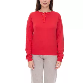   vestino Női Kötött Pulóver Chiffon Masnival, Napi Pulóver, 901088 Piros Méret:36