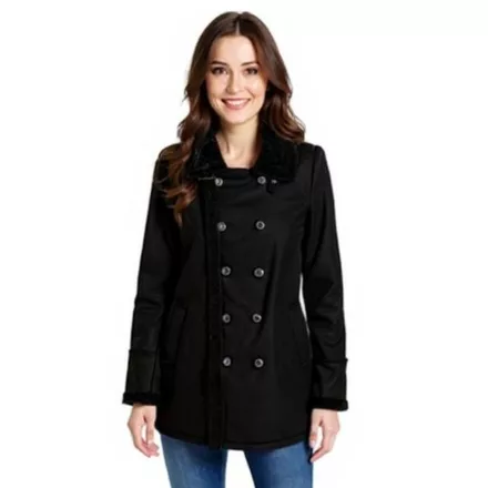 női kabát  Teddy szörme nyaklánc, szintetikus Lambskin dzseki kabát Kabát, Autumn Parka 939077 fekete Méret: 56