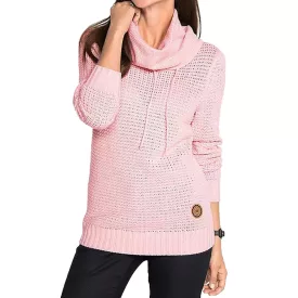   női kötött Turtleneck Pulóver  zsinórozé in Cable kötött pamut Pulóver alkalmi Pulóver 962955 rózsaszín Méret: 32_34