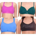 PUMA Női sportmelltartó, puha párnázott edzőmelltartó zöld színben, aktív melltartó rózsaszín vagy kék színben, edzőmelltartó feketében Méret:70D