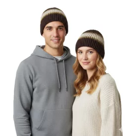   Cozy Crochet Winter sapka, lágy kötött sapka  csíkok 7315GUY barna/fehér/zöld Méret: N