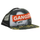 Baseball sapka  "GANSTA" lettering. Camouflage trucker sapka  mesh insert. zöld/Khaki/piros/szürke/fehér. Méret: N