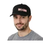Unisex "FALL OUT BOY" sapka, pamut sapka katonai szabással, enyhén ívelt fazonnal, fekete/rózsaszín Méret:N