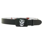 MISFITS Punk Band Öv Férfiaknak és Nőknek Felvarrt Betűkkel és Csattal, Patch-el, Alkalmi Öv BT109172MIS, Fekete/Fehér Méret:M