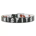 MISFITS Punk Band Öv Férfiaknak és Nőknek Felvarrt Betűkkel és Csattal, Patch-el, Alkalmi Öv BT109172MIS, Fekete/Fehér Méret:M