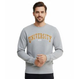   11 PROJECT Davin férfi Pulóver  UNIVERSITY első Print, pamut pulóver, 20715943 200274 szürke Méret: L