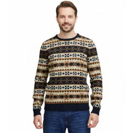   11 PROJECT PRPasco férfi gyapjú-BLEND kötött Pulóver, hosszú-Sleeved Ing, 20716671 194024 fehér/Navy/bézs Méret: M