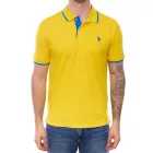 U.S. POLO ASSN. férfi Polo Ing, alap Ing, pamut Ing, nadrág-Sleeved Ing in sárga vagy piros  kék részletek Méret: M