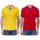 U.S. POLO ASSN. férfi Polo Ing, alap Ing, pamut Ing, nadrág-Sleeved Ing in sárga vagy piros  kék részletek Méret: XL